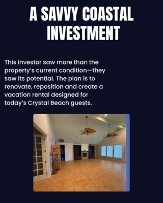 Interior of a Crystal Beach investment property before its vacation-rental renovation