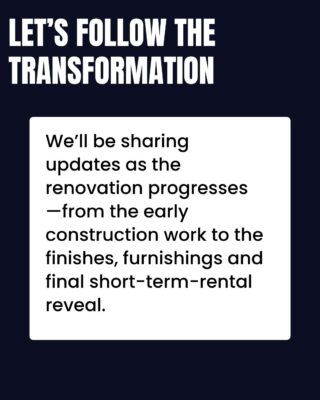 Announcement inviting readers to follow a Crystal Beach vacation-rental renovation