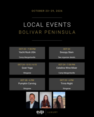 Bolivar events October 23–29, 2026: music, Snoopy Slam, Goat Yoga, pumpkin carving, and trivia, with Mark, Beth, and Liz.